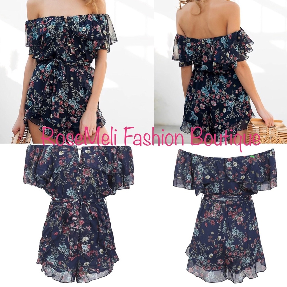 Must Have Summer Floral Navy Blue Romper Jumpsuit